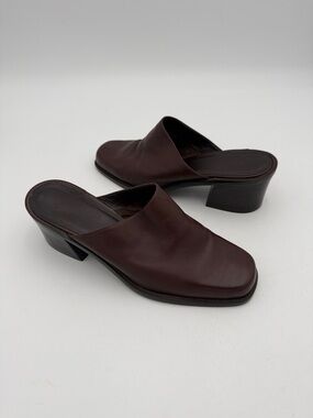 Vintage leather mule Women 10MLeather Slip-On Mule Dark Brown chunky Y2K casual